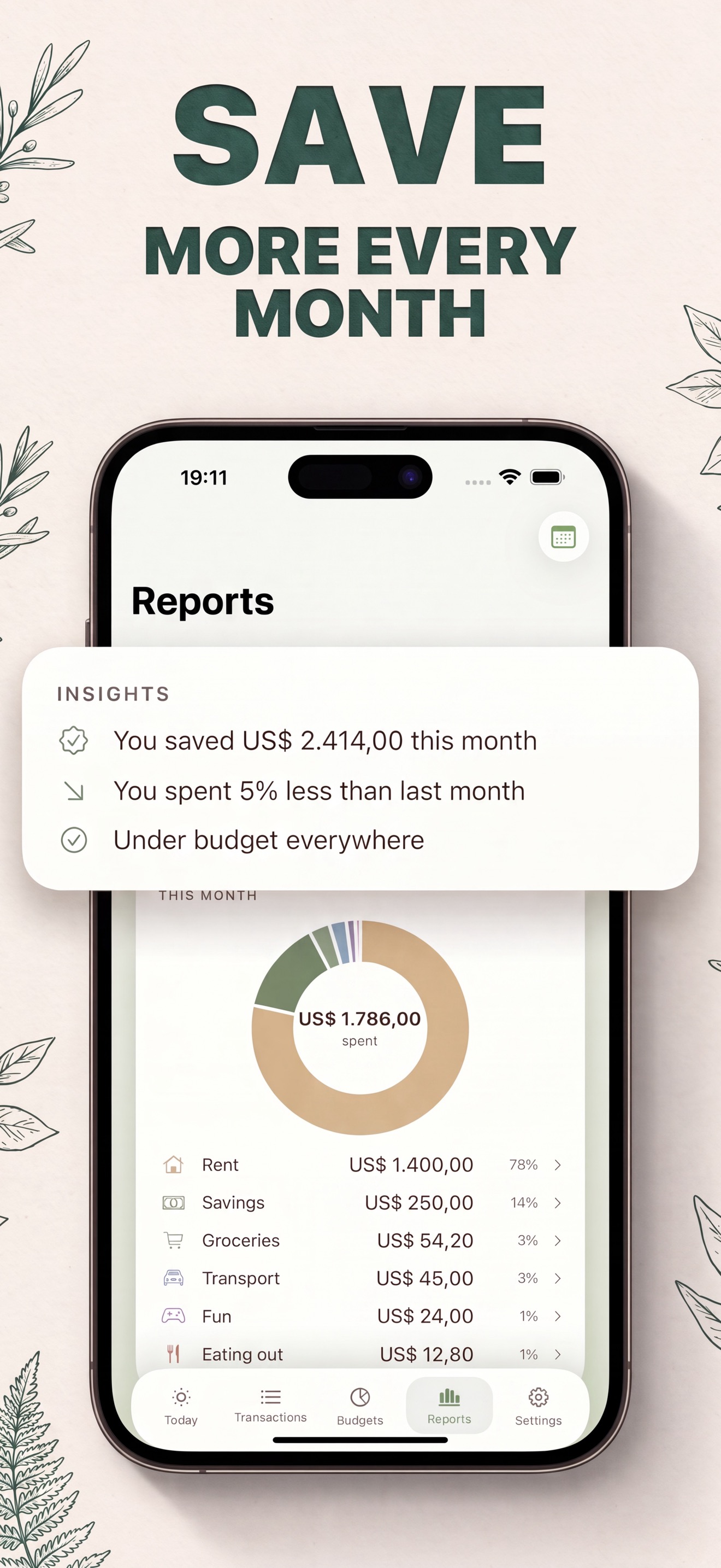 ZephyBudget app screenshot: know what’s left to spend